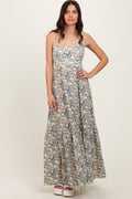 White Floral Tie Back Cutout Maxi Dress