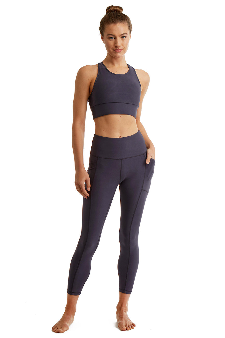Women's 7/8 High-Rise Leggings with Side Phone Pockets - Athletic