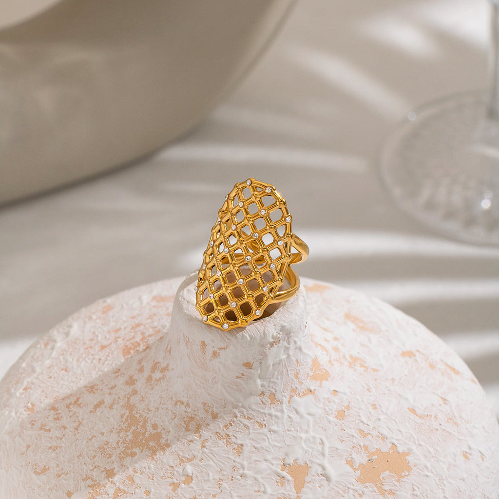 Stainless Steel Hollow-out Flower Ring