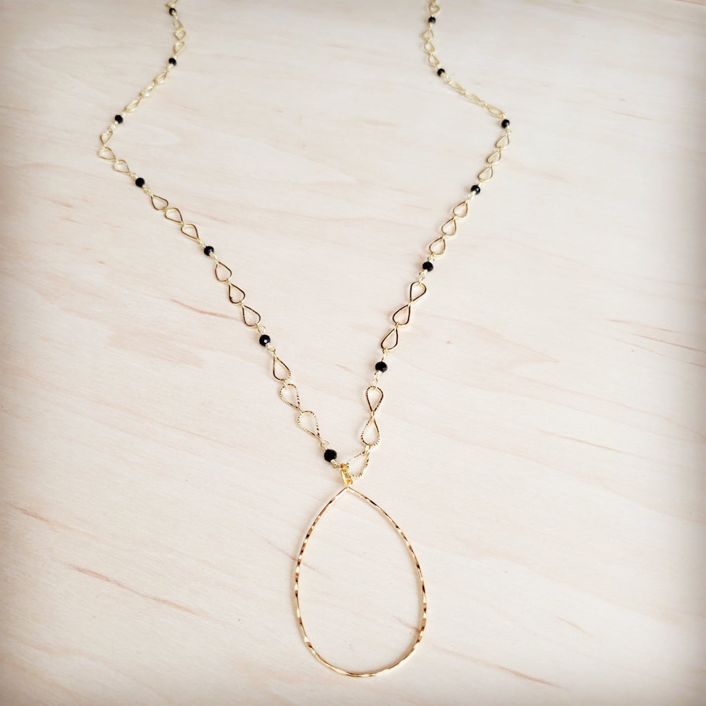 Gold-Tone Infinity Chain Necklace with Black Faceted Beads - Image 3