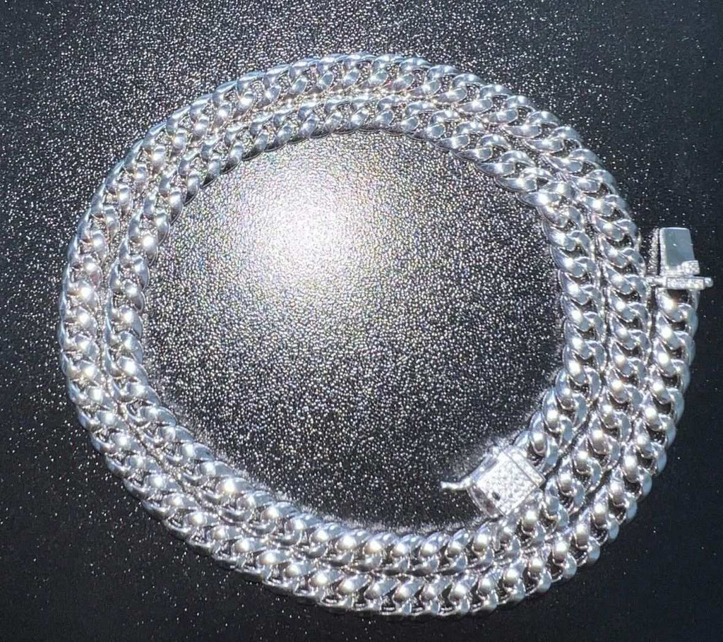 Men's Moissanite Real Cuban Curb Link Chain Hip Hop Solid 925 Silver Necklace