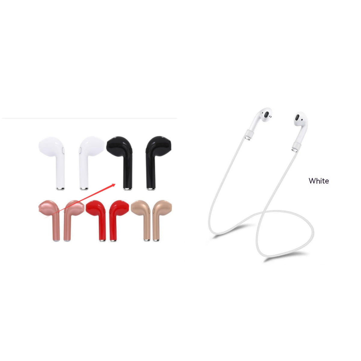 Wireless Bluetooth Earbuds with Charging Case - White, Red, Black