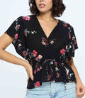 Elaina floral print blouse in black made from 100% viscose