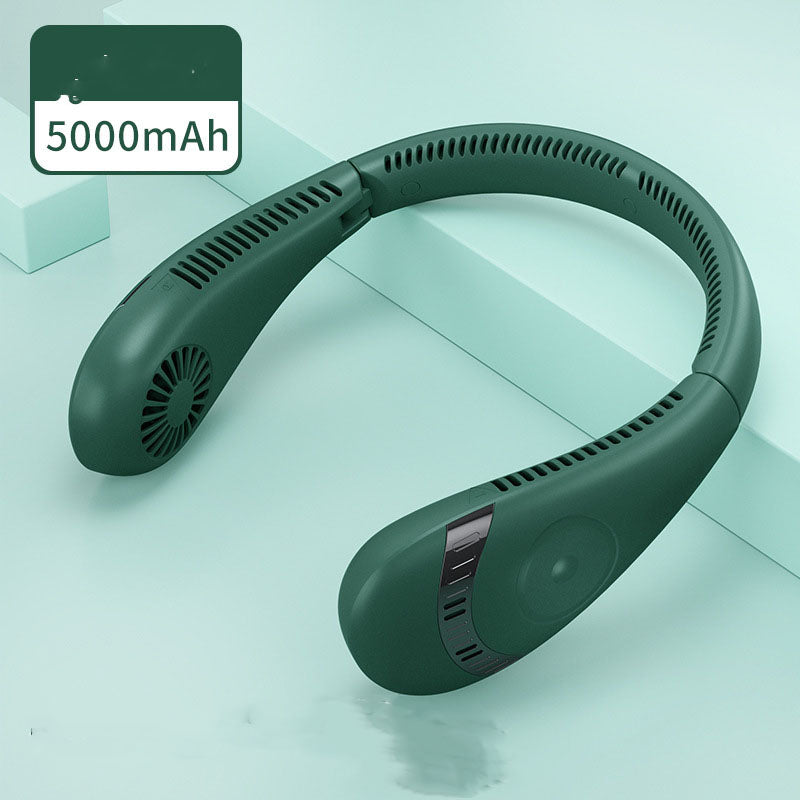 Leafless Portable Hanging Neck Fan with LED Display and 5 Speeds