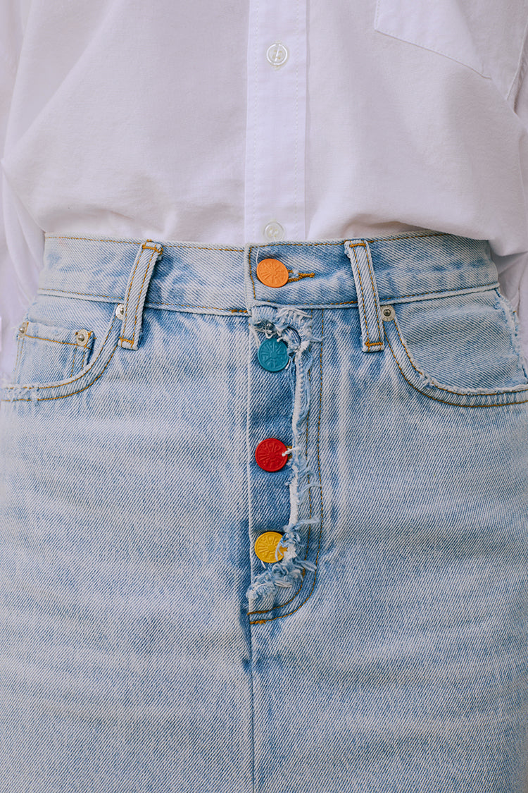 Rainbow Pleat Skort - High-Rise Denim