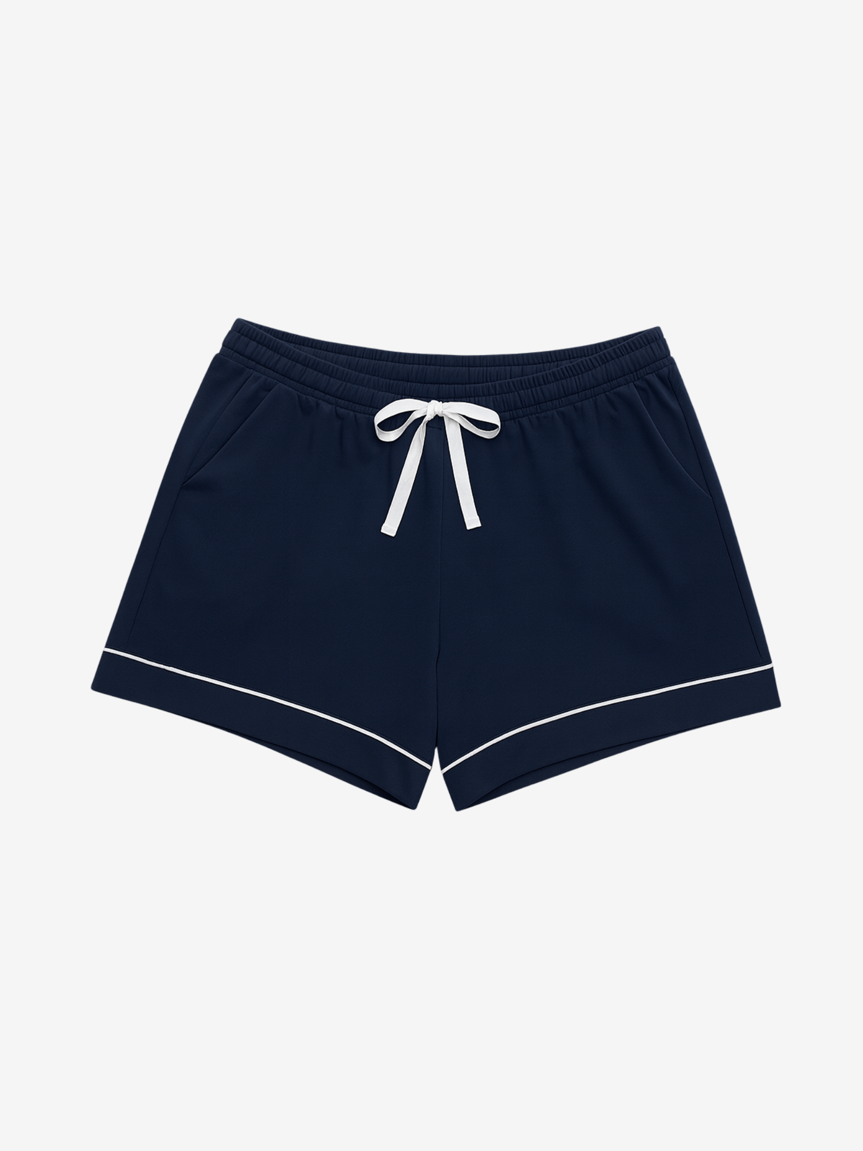 Navy Moisture-Wicking Pajama Shorts with Contrast Piping - Image 2