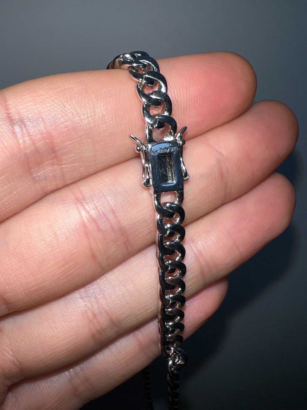 Men's Moissanite Real Cuban Curb Link Chain Hip Hop Solid 925 Silver Necklace