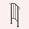 Adjustable Outdoor Stair Handrail for 1–4 Steps, Black Steel Railing