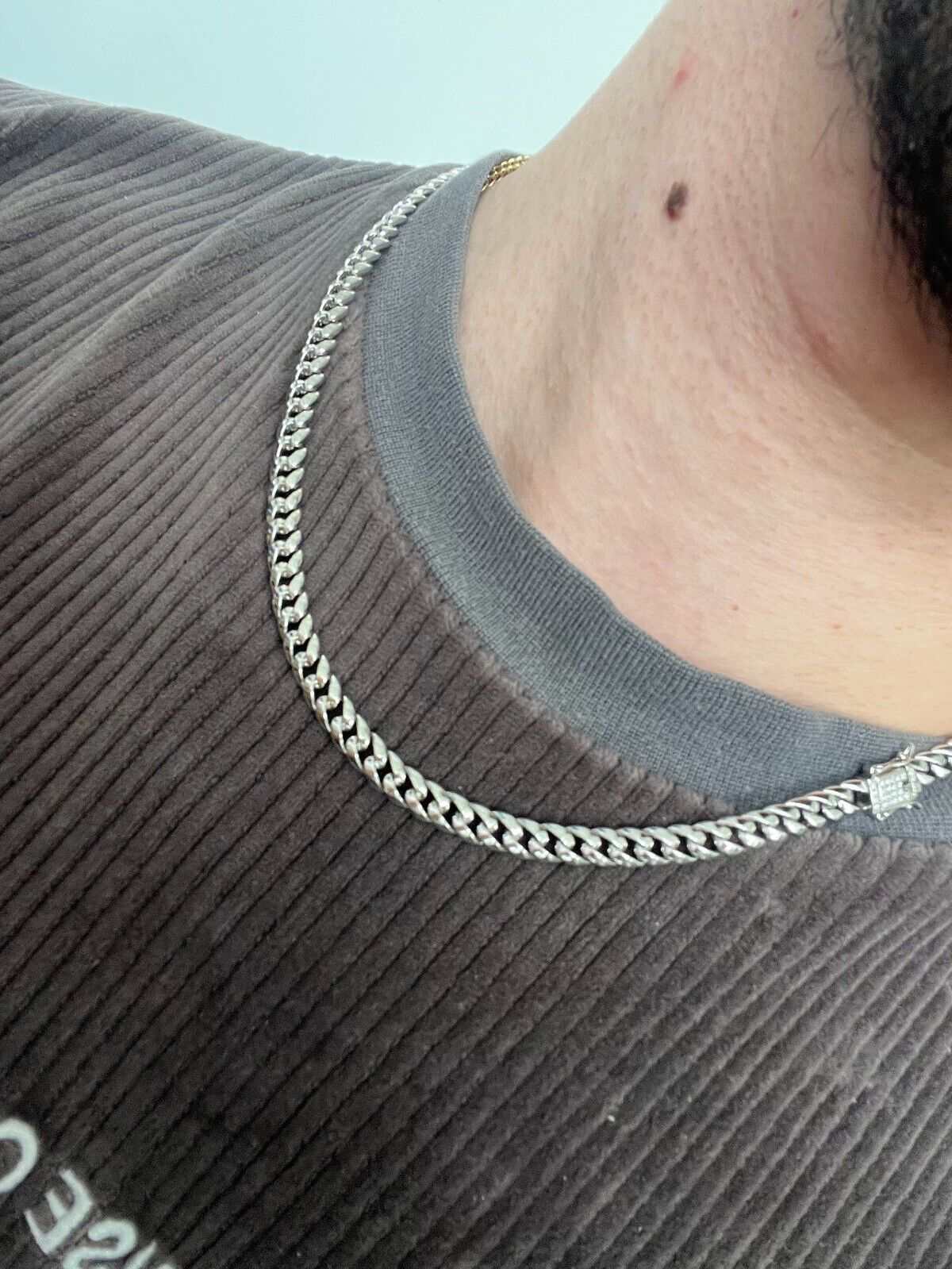 Men's Moissanite Real Cuban Curb Link Chain Hip Hop Solid 925 Silver Necklace