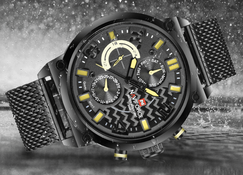 Men's Analog Quartz Wrist Watch with Stainless Steel Mesh Band