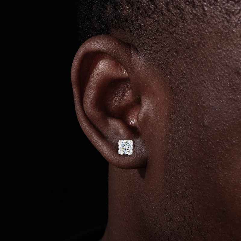 Classic Sterling Silver Moissanite Stud Earrings