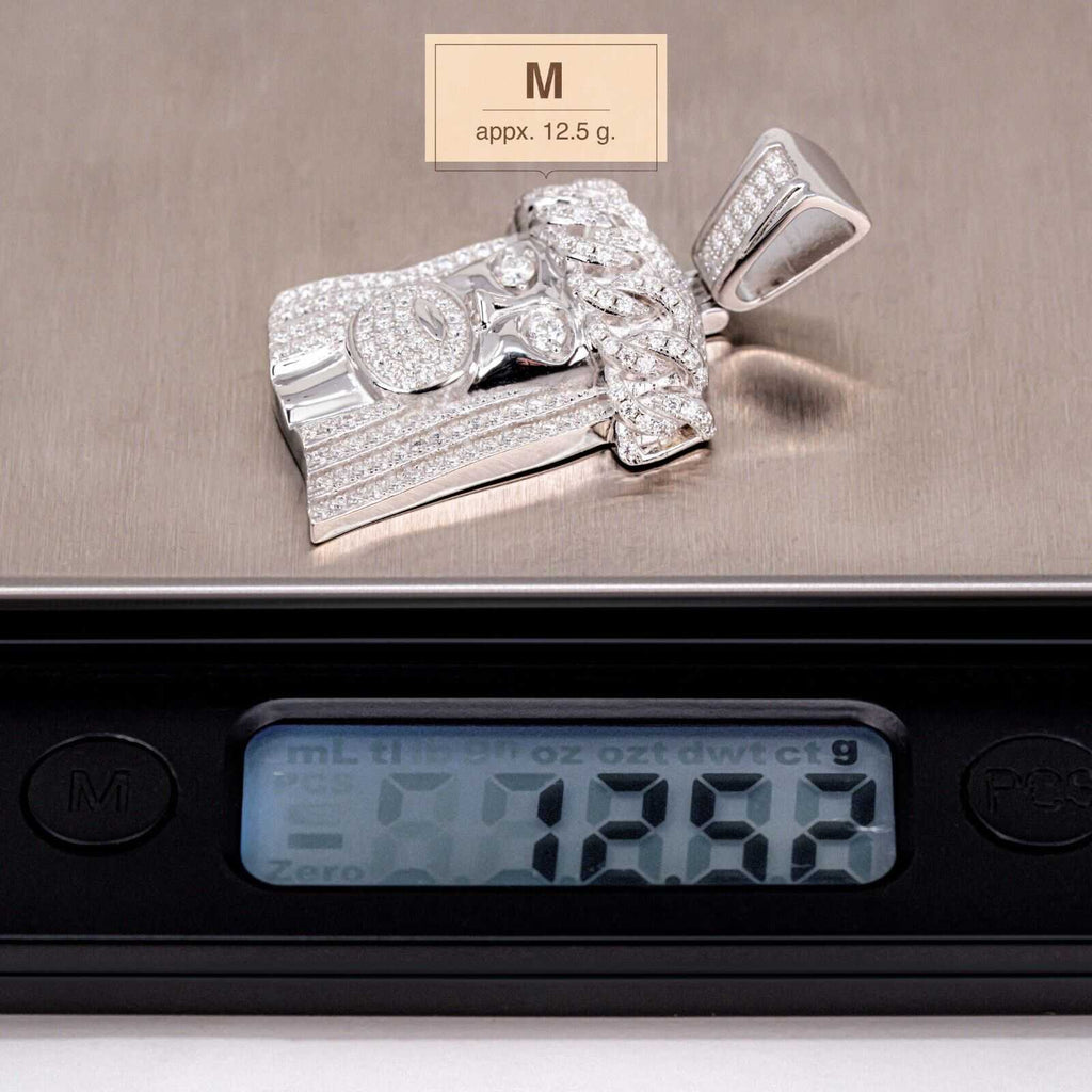 Unisex Moissanite Jesus Head Piece Pendant 3.3mm Rope Chain Necklace 925 Silver