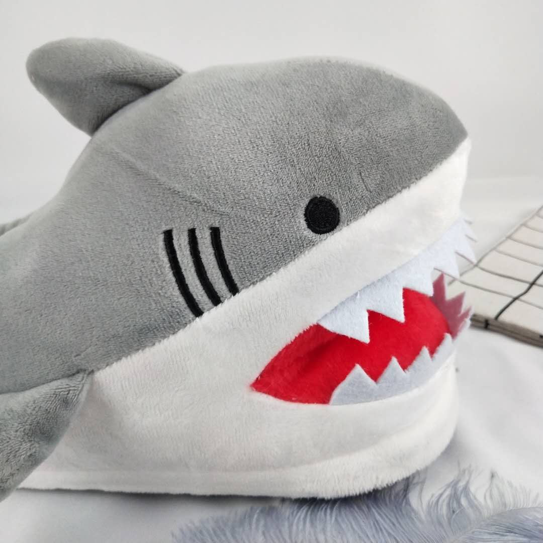 Women's Plush Shark Slippers - Cute Cartoon Winter Indoor Shoes