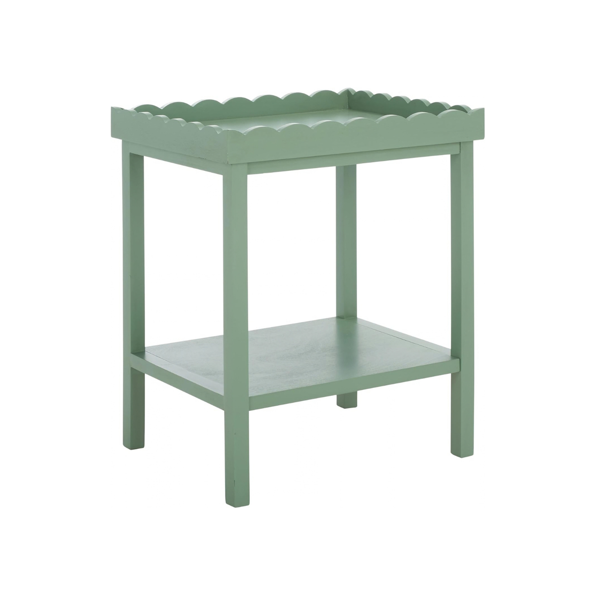 Hallie Scalloped Side Table in Mint Green