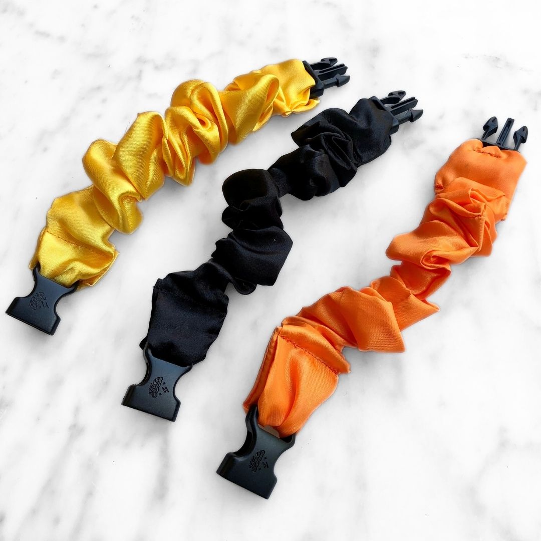 3-Pack Halloween Satin Hair Scrunchies - Orange, Yellow, Black