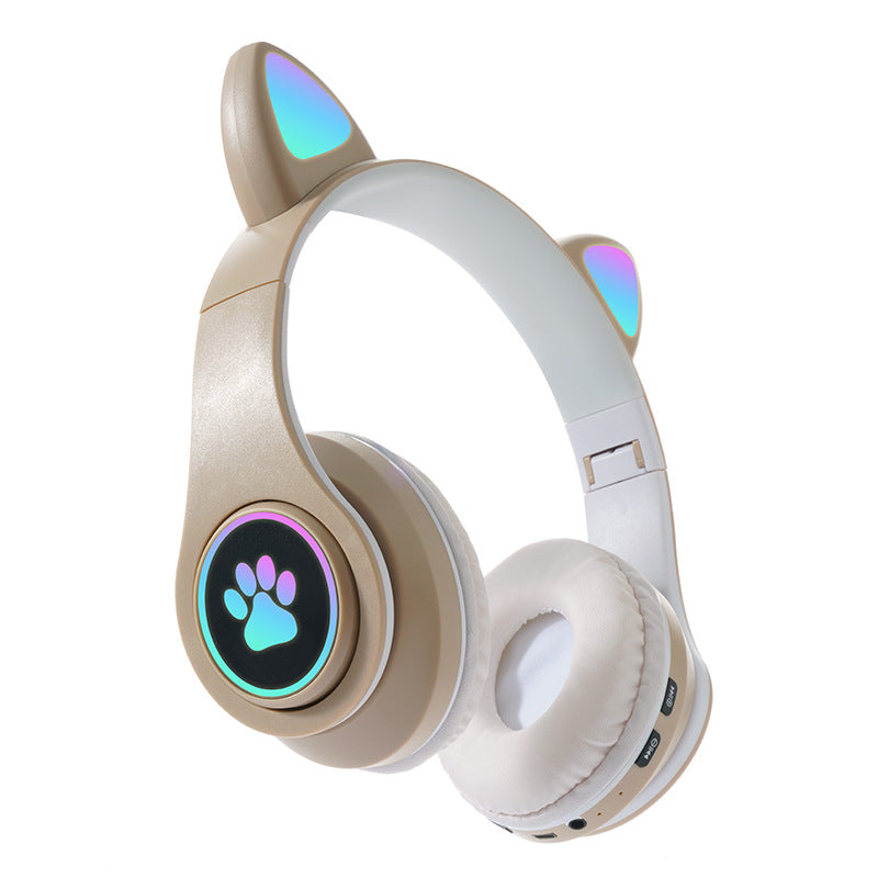 Kids Cat Ear Wireless Bluetooth Headphones with Safe Volume & LED