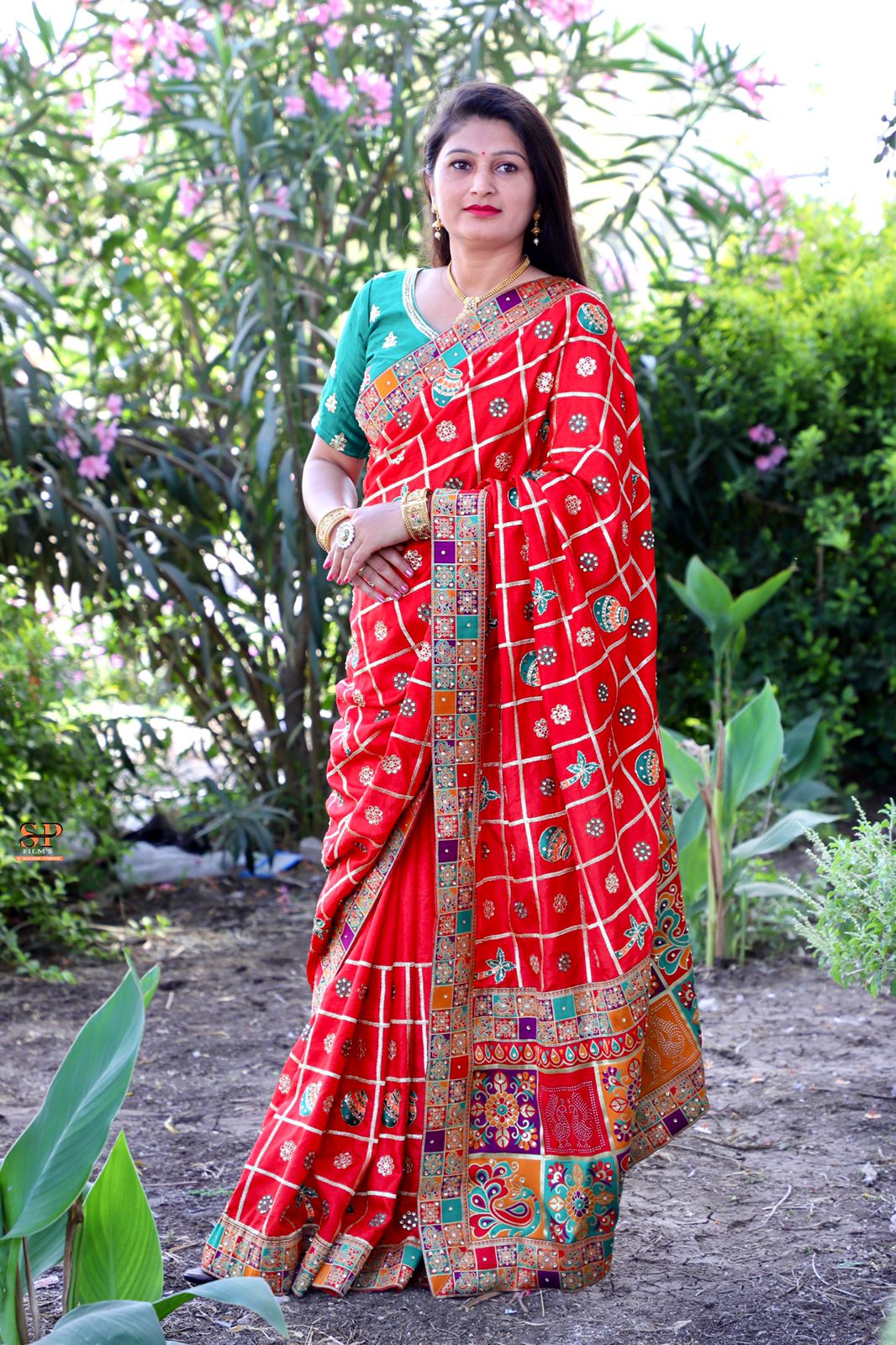 Red Dola Silk Saree with Embroidery and Jacquard Lace Border
