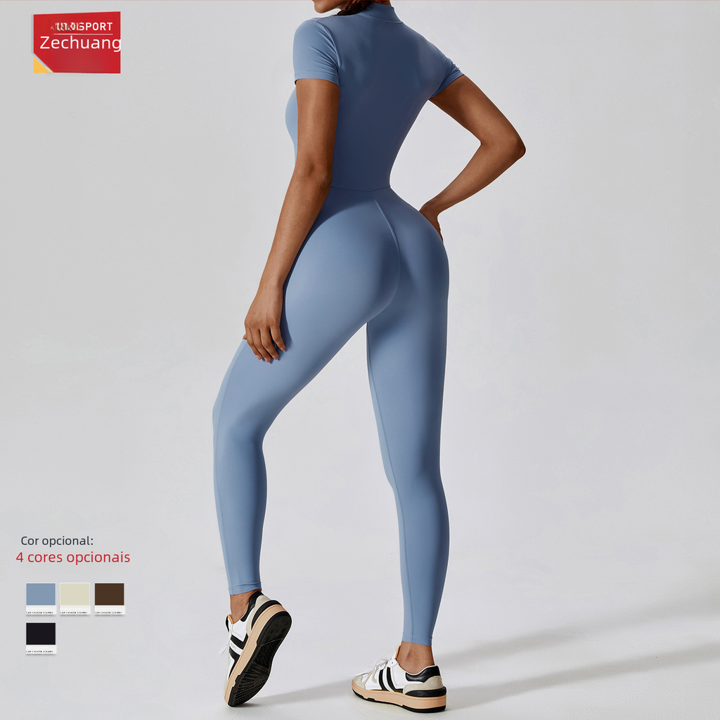 Zechuang Women's Short Sleeve Yoga Jumpsuit 8305