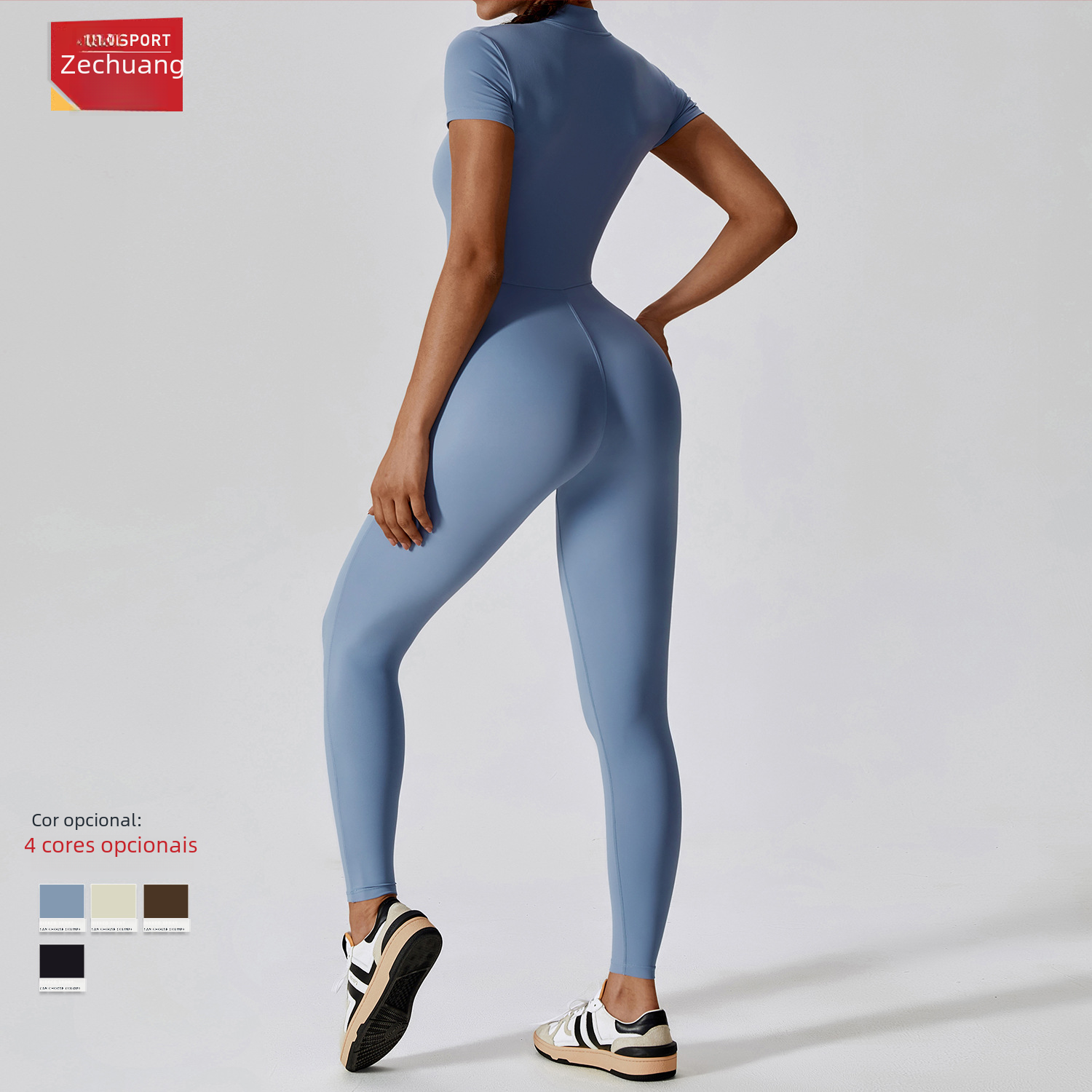 Zechuang Women's Short Sleeve Yoga Jumpsuit 8305