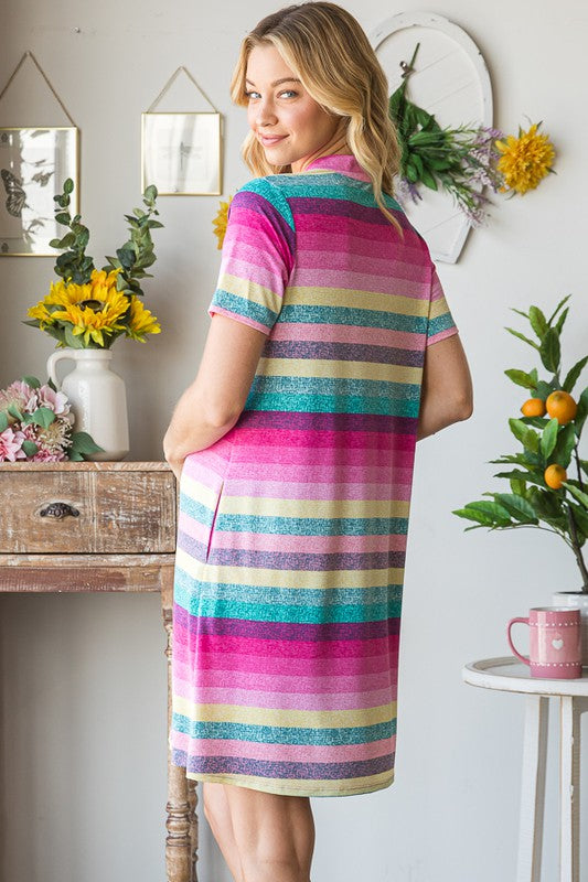 Striped Short Sleeve Mini Tee Dress Casual Summer Essential