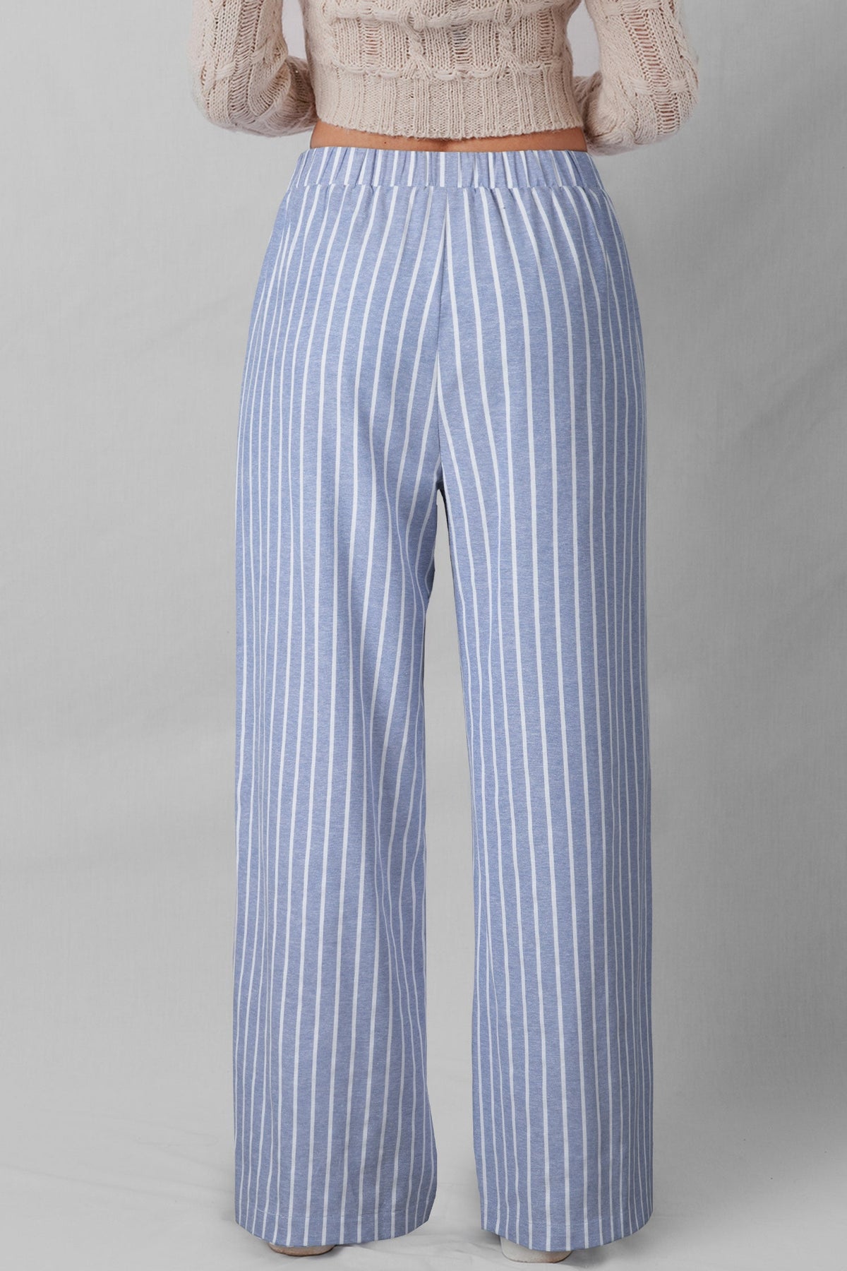 Stripe Buttoned Wide Leg Pants