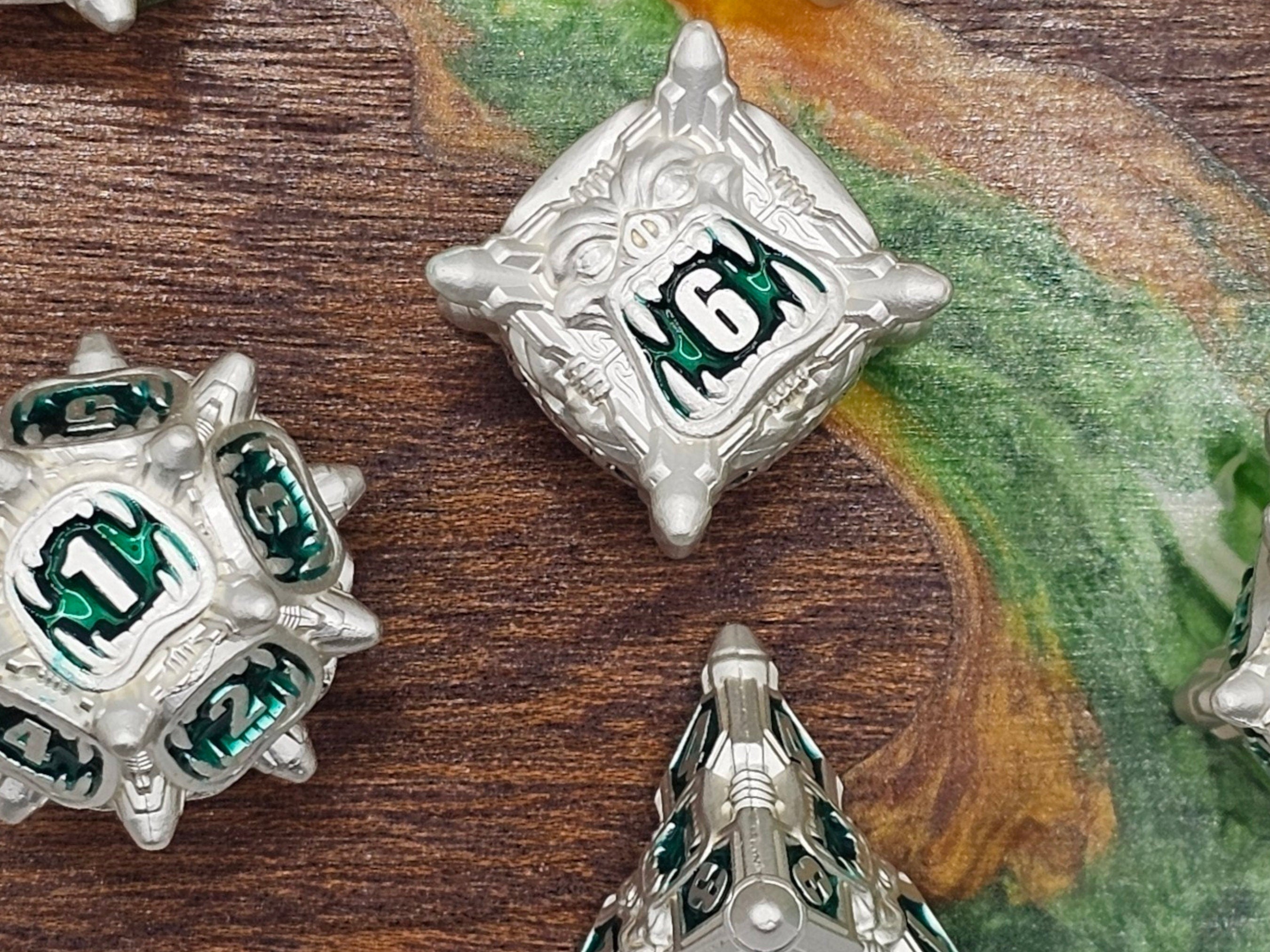 Oni Metal Dice Set – 7-Piece Demon-Inspired RPG Dice