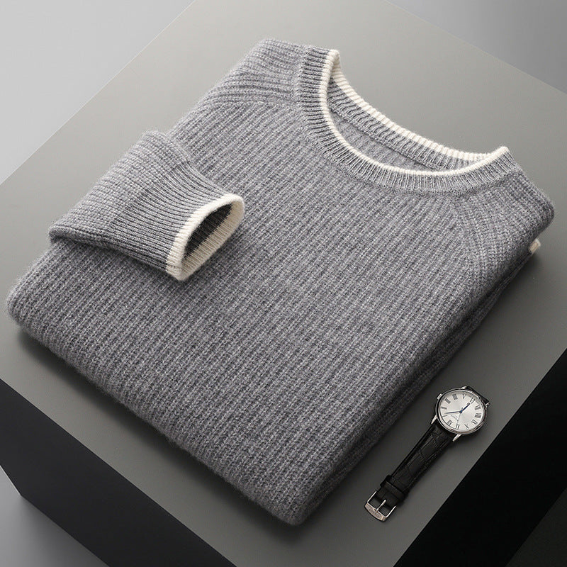 Men's Thickened Wool Round Neck Sweater - Heavyweight Winter Knit