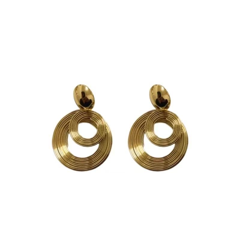 Bold Gold Statement Hoop Earrings - Modern Minimalist Round Hoops