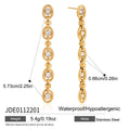 Zircon Chain Tassel Earrings and Bracelet Set in Gold
