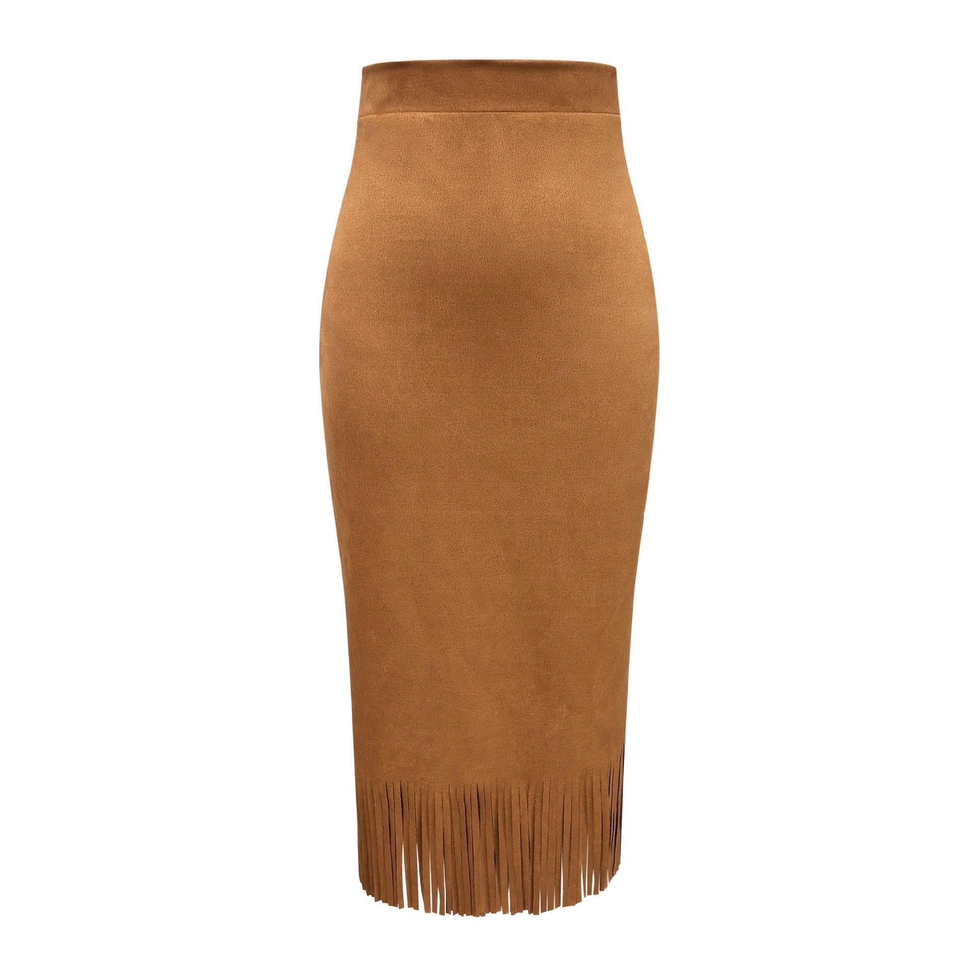 Women's Elegant Suede Straight Skirt Micro-Elastic Slim Fit