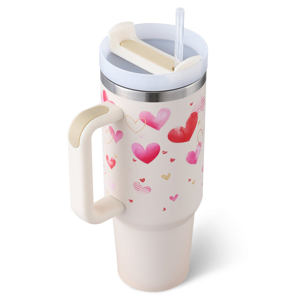 40 oz Stainless Steel Insulated Tumbler with Handle and Straw