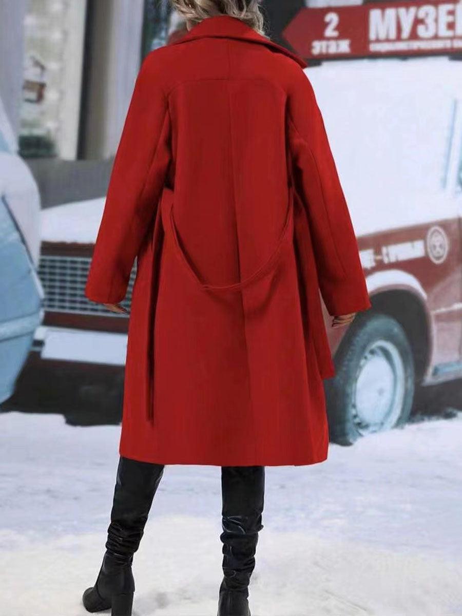 Women's Double-Breasted Trench Coat with Belt Minimalist Outerwear