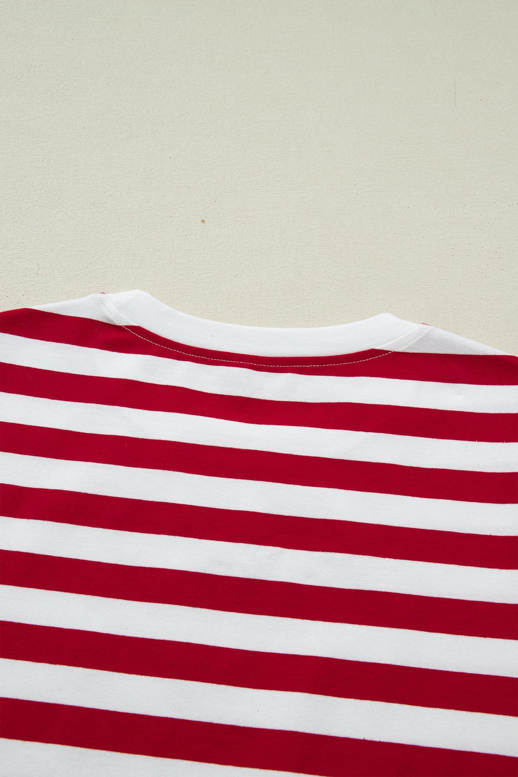 June Stripe Patchwork T Shirt in Red and White Cotton