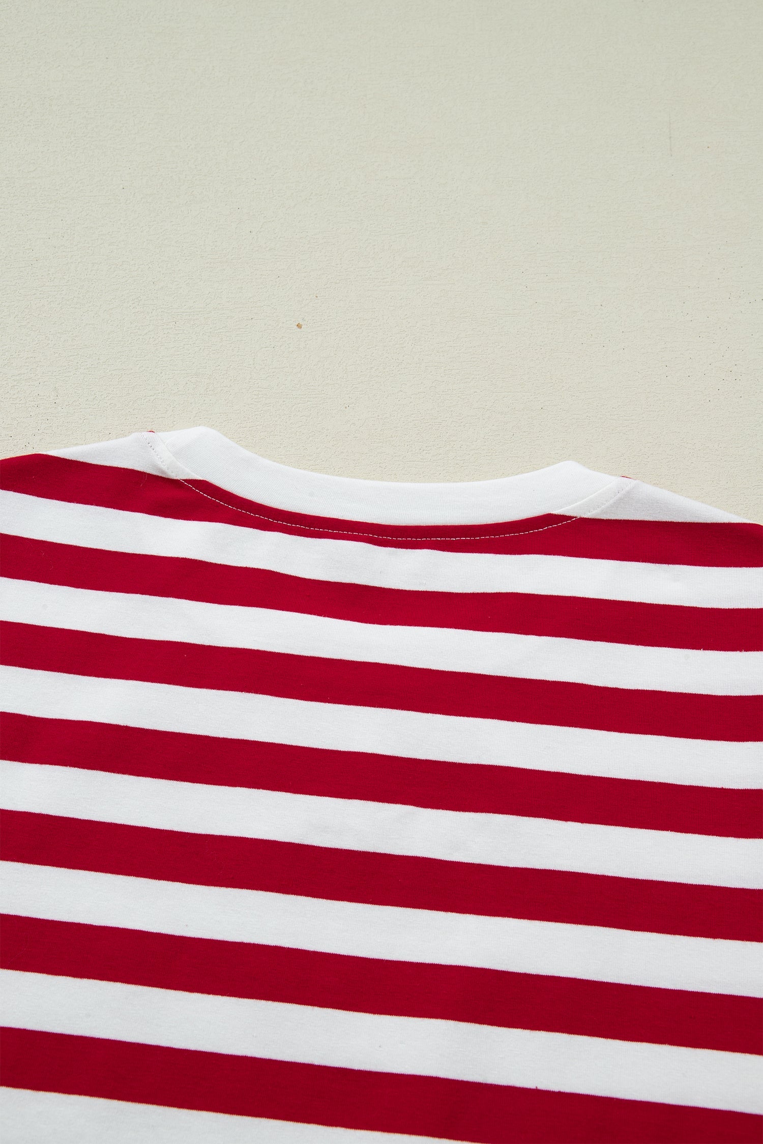 June Stripe Patchwork T Shirt in Red and White Cotton