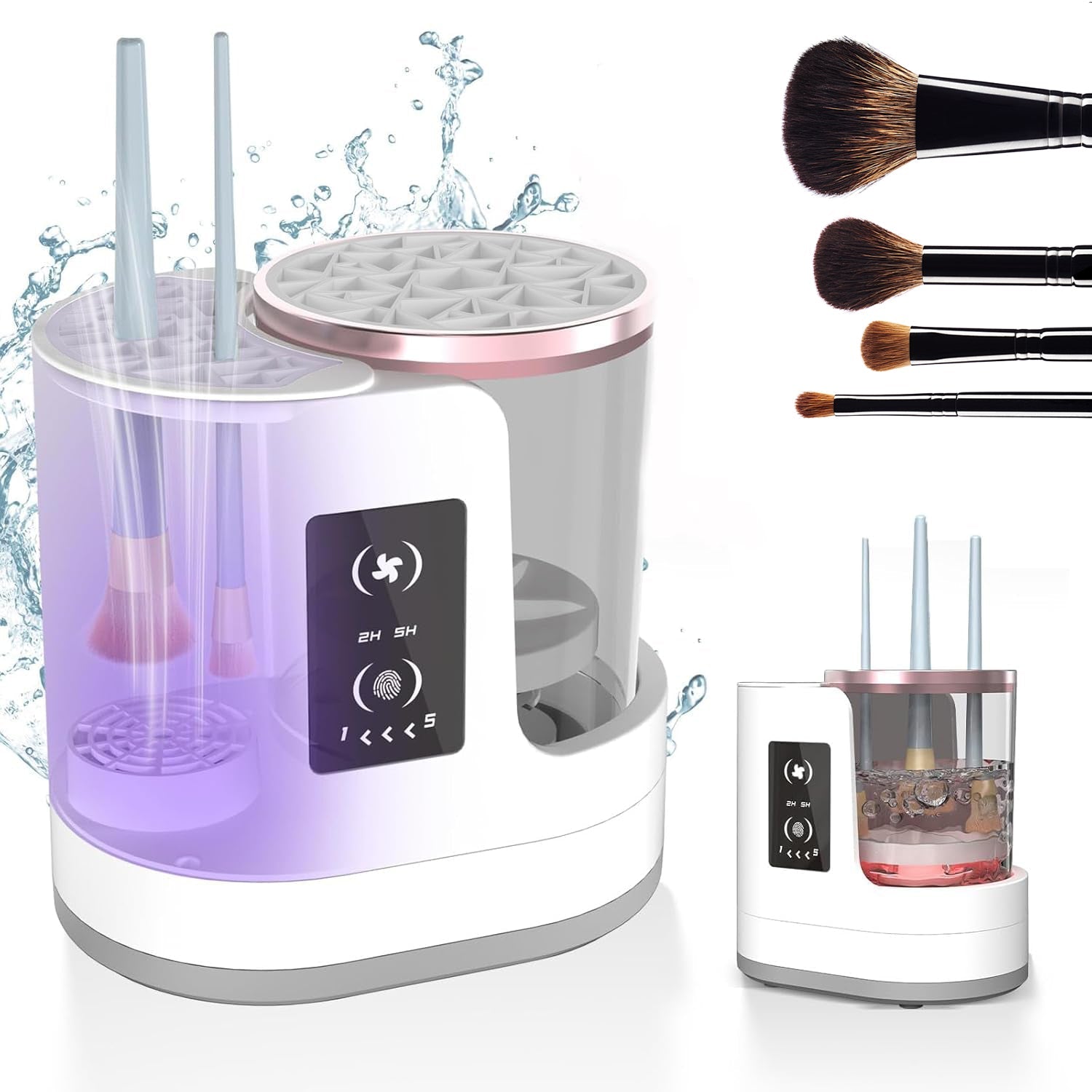 Timing automatic electric makeup brush cleaner and drying station for professional tool sanitization