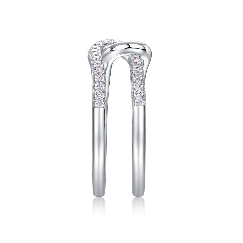 S925 Silver 3.7g Platinum Plated Moissanite Ring, 22pcs D VVS1 Interlocking Band, GRA Certified US 5-9