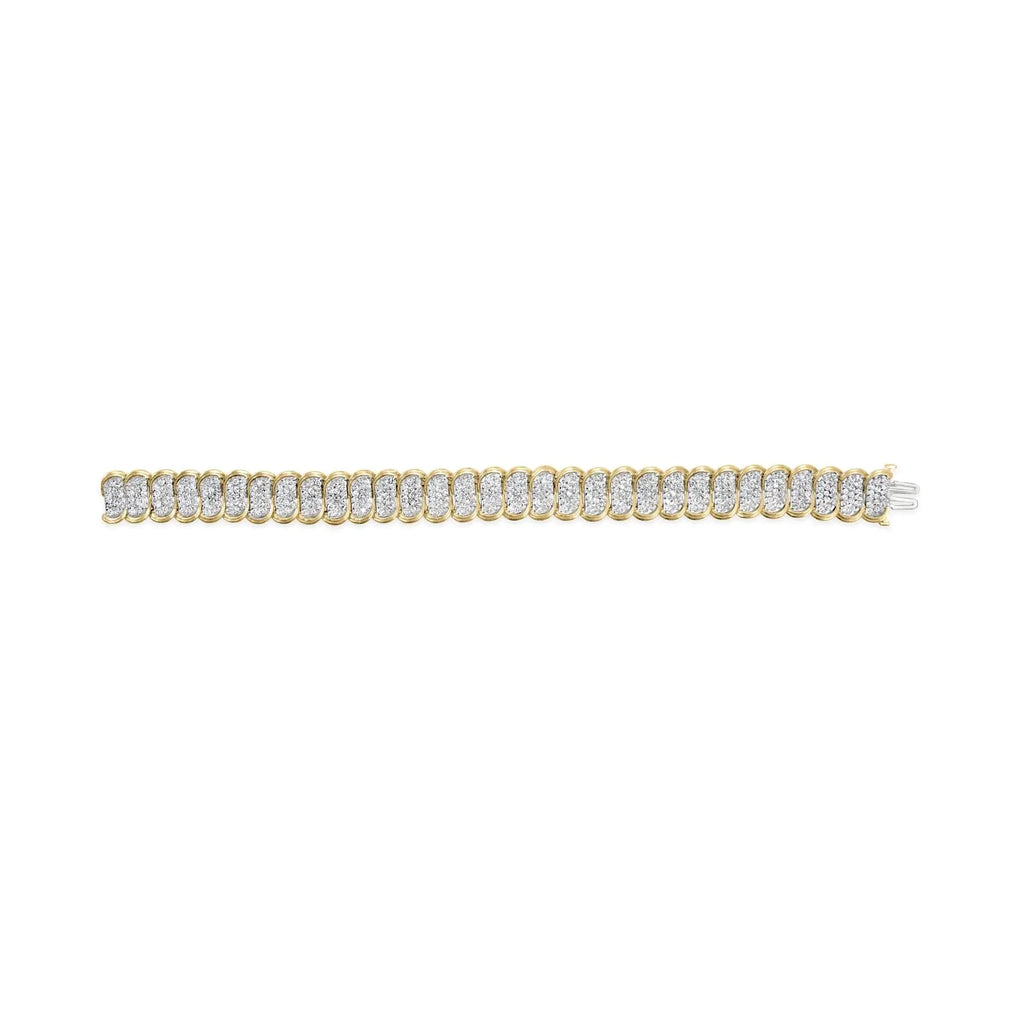 10k Yellow Gold 5.00 Cttw Diamond Oval Banded Link Bracelet (I-J Color, I1-I2 Clarity) - 7" Inches