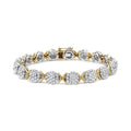 10k Yellow Gold Plated .925 Sterling Silver 5.00 Cttw Lab Grown Round Diamond Cluster Tennis Link Bracelet (G-H Color, VS1-VS2 Clarity) - 7.25"