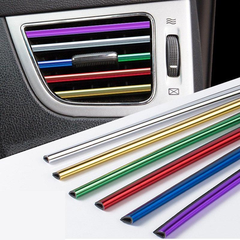 10pcs 20cm Air Vent Trim Strips - Flexible Metallic Car Interior Decor