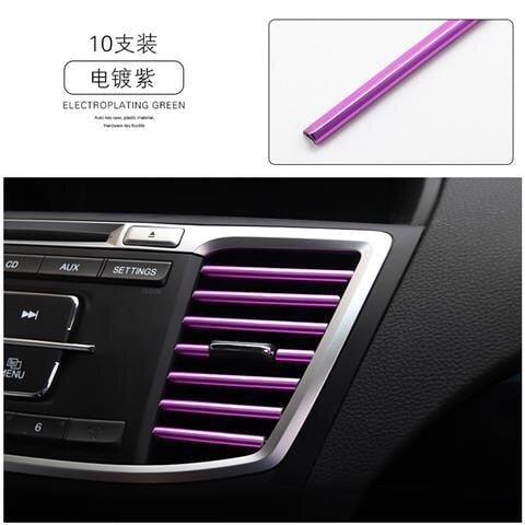 10pcs 20cm Air Vent Trim Strips - Flexible Metallic Car Interior Decor