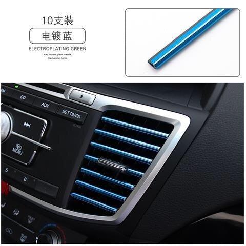 10pcs 20cm Air Vent Trim Strips - Flexible Metallic Car Interior Decor