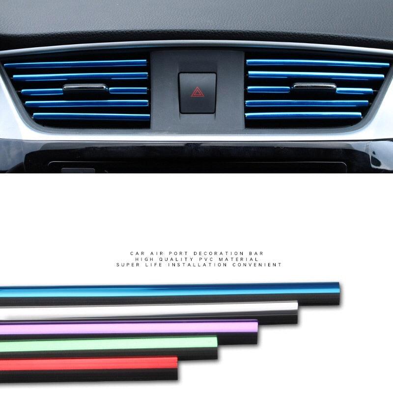 10pcs 20cm Air Vent Trim Strips - Flexible Metallic Car Interior Decor