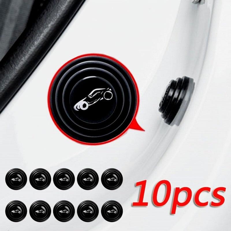 10-piece set of small, circular black car door anti-collision silicone shock absorber gaskets