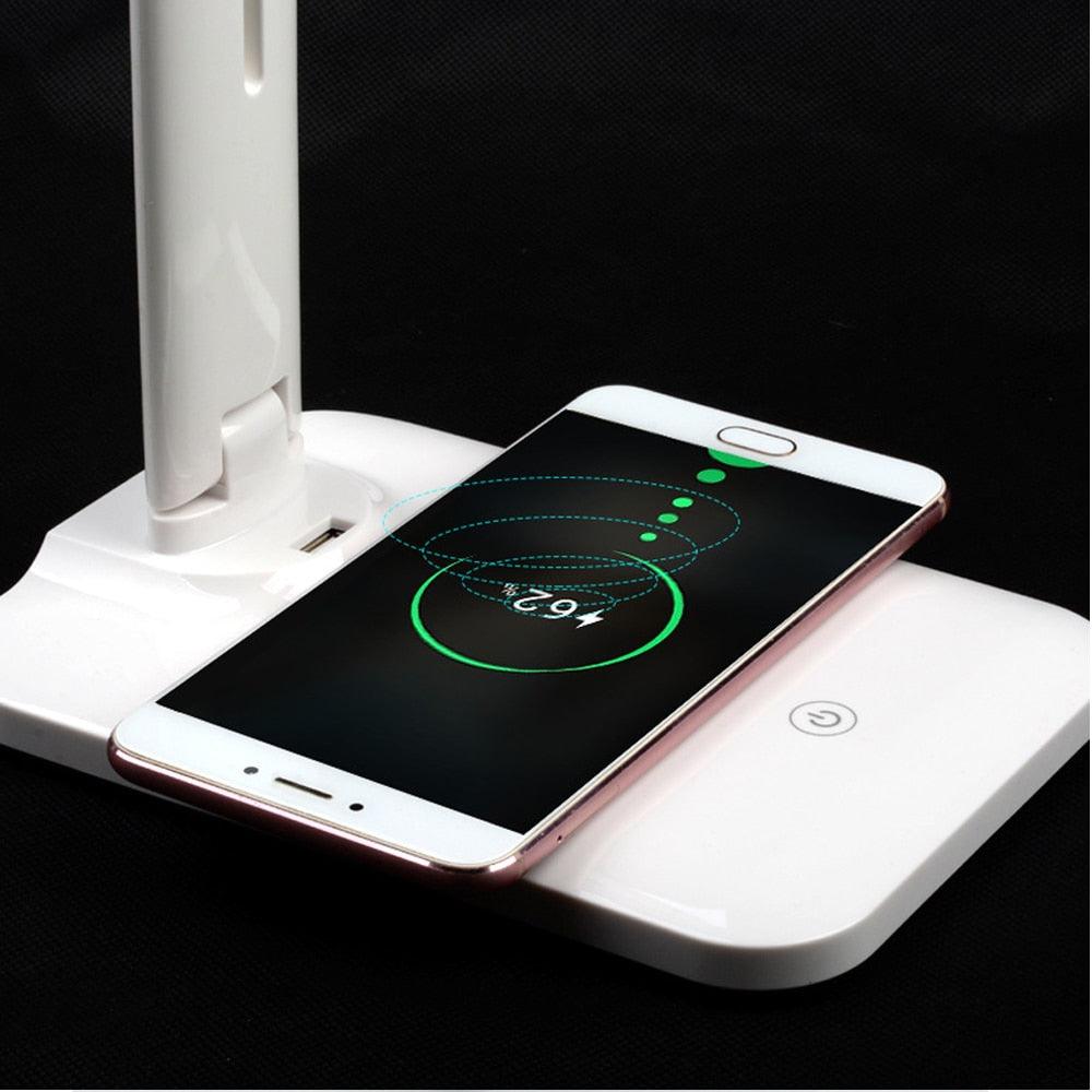 Foldable LED Desk Lamp with 10W Wireless Charger & USB Port
