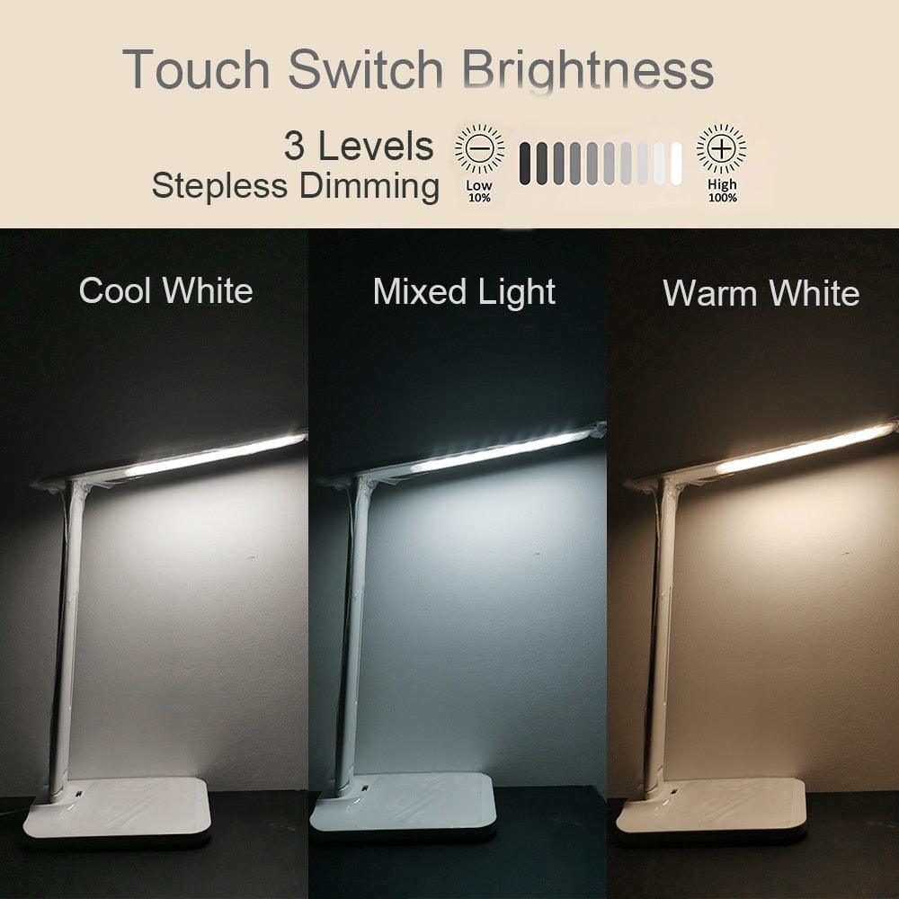 Foldable LED Desk Lamp with 10W Wireless Charger & USB Port