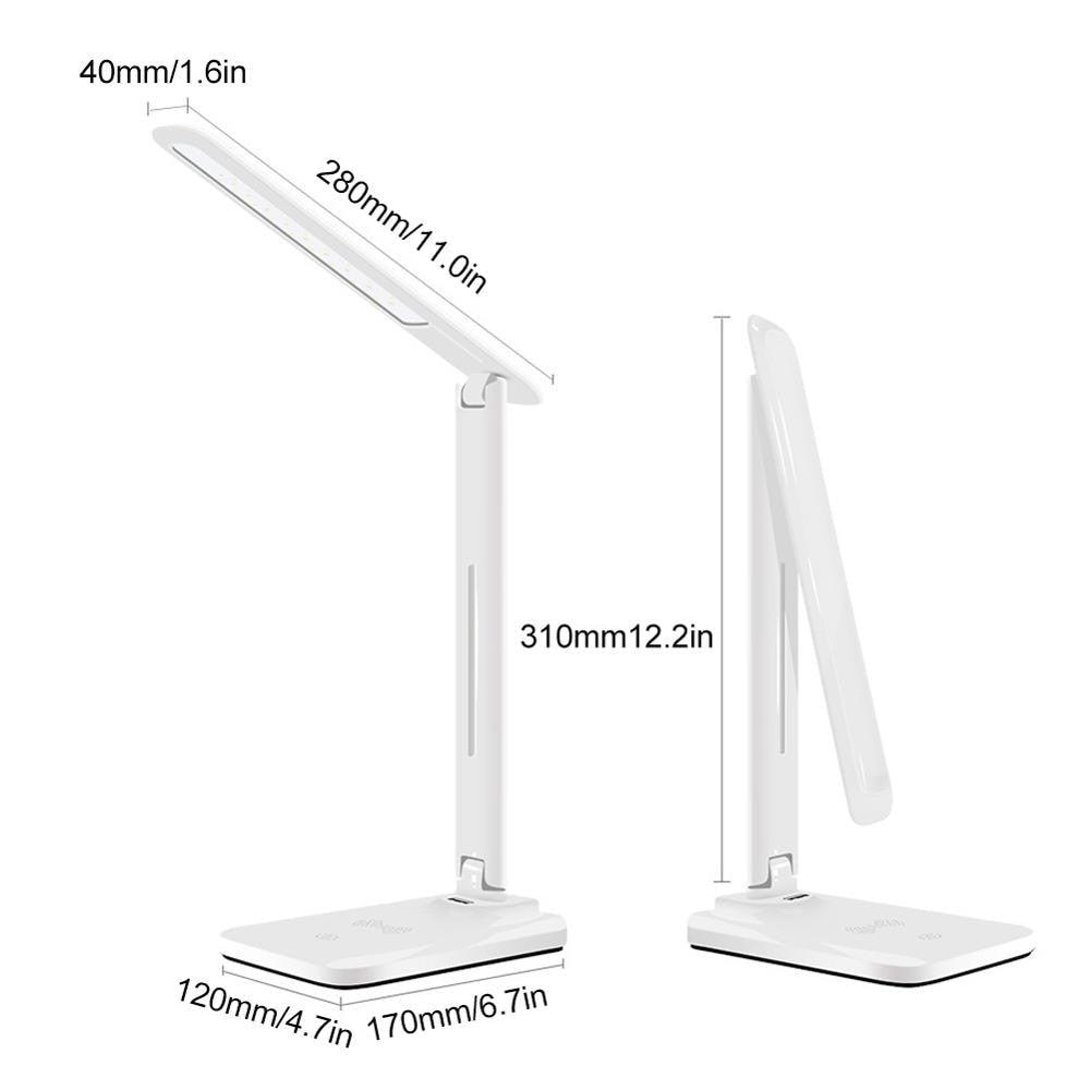 Foldable LED Desk Lamp with 10W Wireless Charger & USB Port