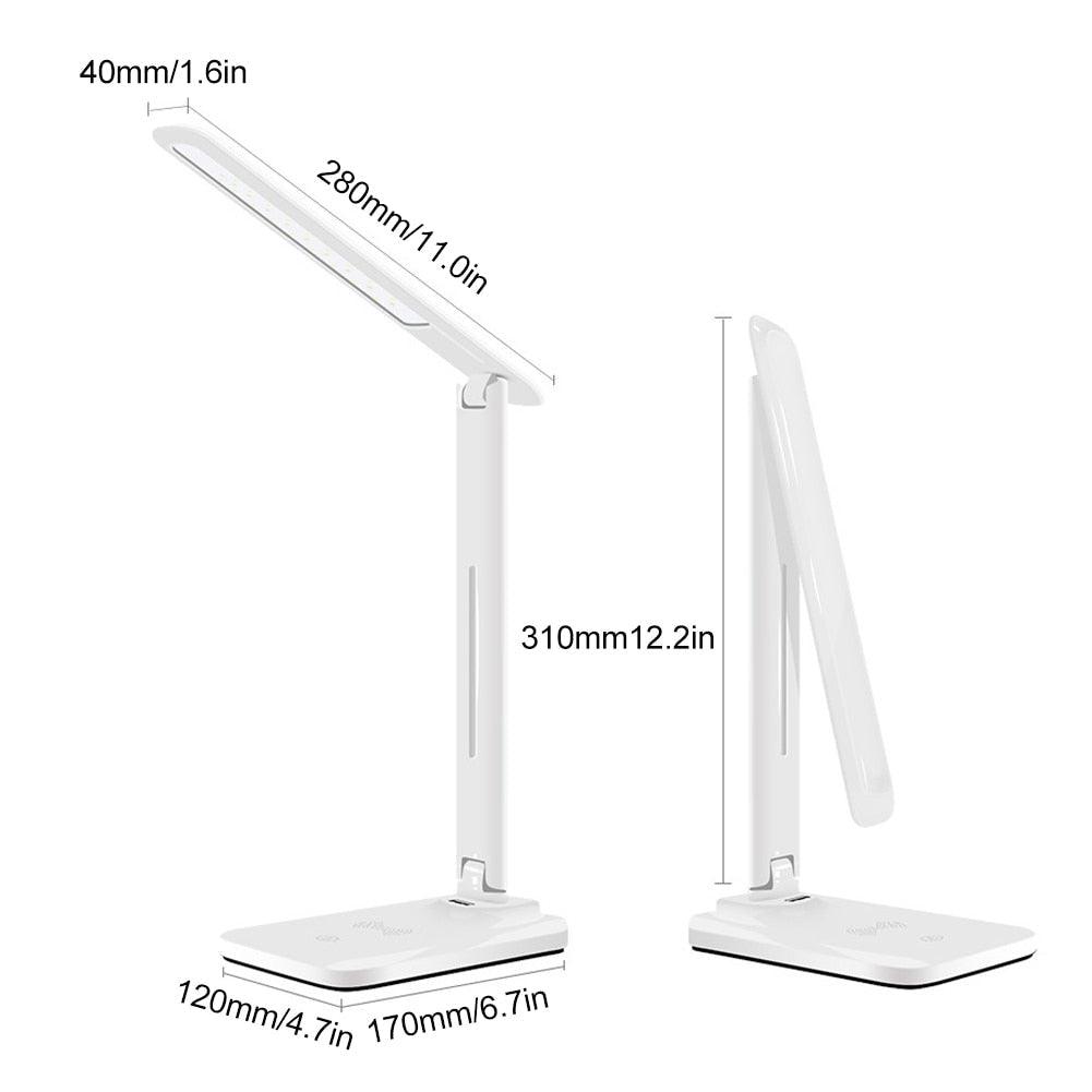 Foldable LED Desk Lamp with 10W Wireless Charger & USB Port