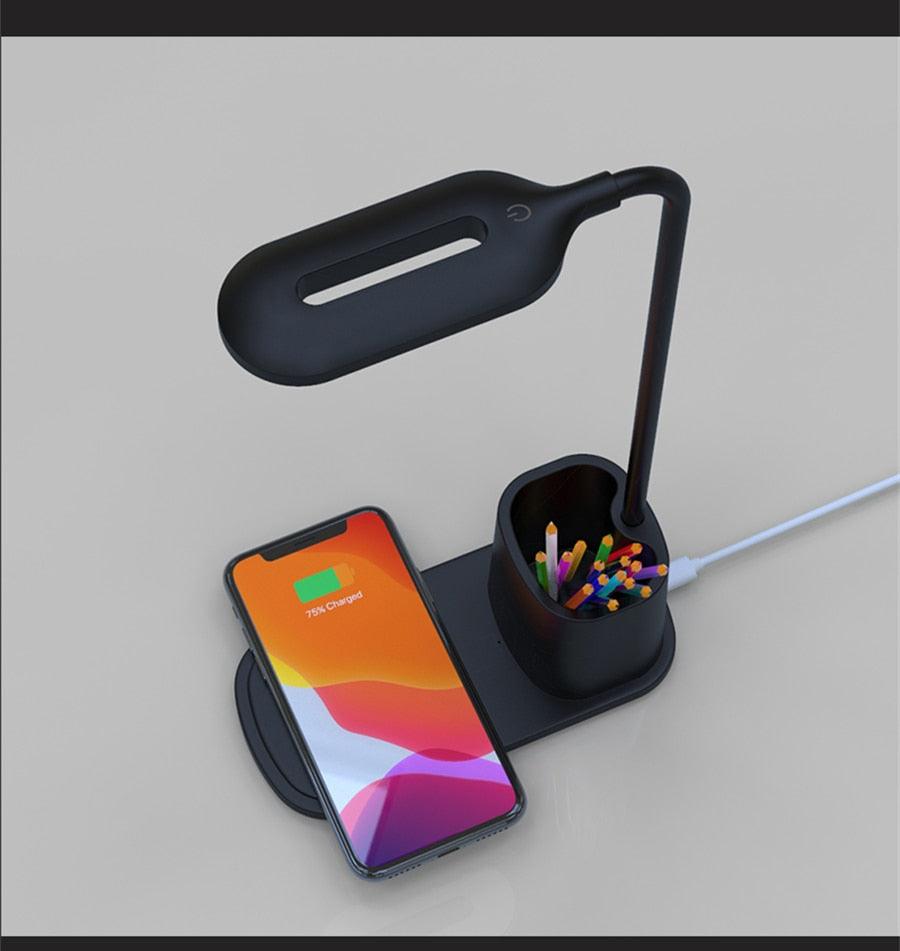 Modern LED Desk Lamp with 10W Wireless Charger & Eye Care Light