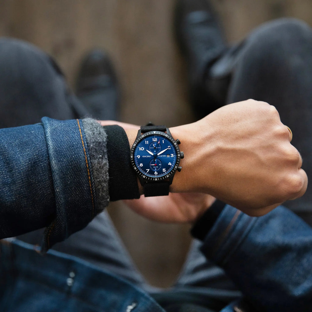 The Altitude Watch in Matte Black/Cobalt - 43mm Sporty Accessory