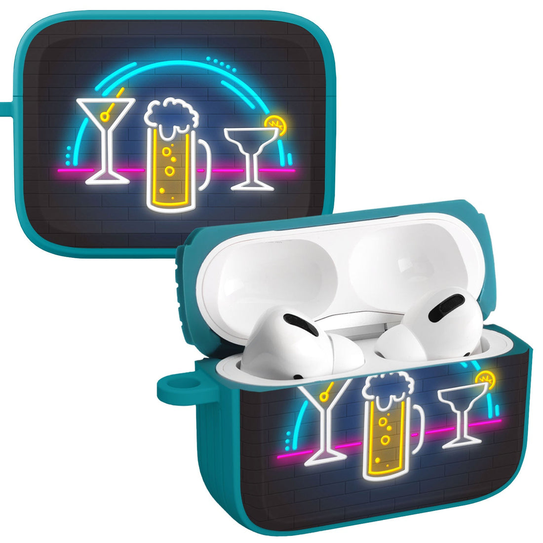 Wine, Beer & Booze AirPods Pro 1 & 2 Protective Case with Carabiner